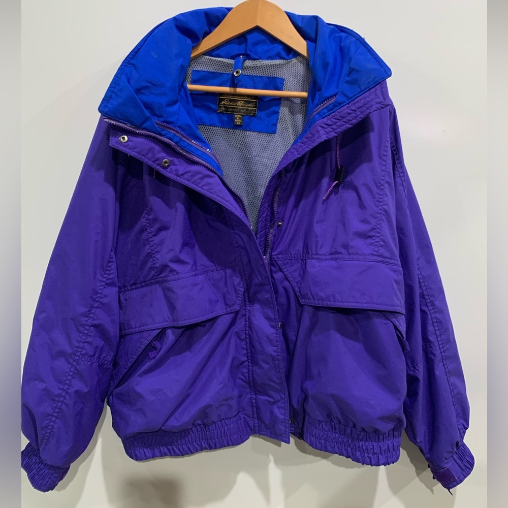 Eddie Bauer Blue Coat W/purple Accents Womans size XL Winter, Snow HeavY Coat